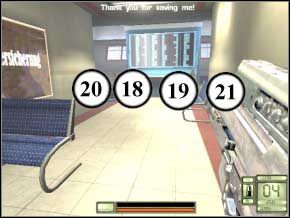 Po prawej, za ladą są następni terroryści (22) (23) (24) (25), i następni zakładnicy - Switzerland | Soldier of Fortune 2 Double Helix - Soldier of Fortune 2: Double Helix - poradnik do gry