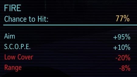 Podsumowanie (klawisz F1) szansy na trafienie z poprzedniego obrazka. - Jak strzelać, żeby trafić w XCOM Enemy Unknown? | Turowy system walki - XCOM: Enemy Unknown - poradnik do gry