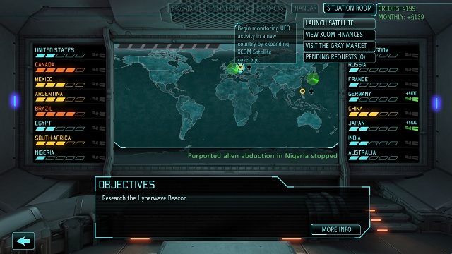 Ogólny widok na Situation Room. - Satelity i fundusze w XCOM Enemy Unknown | Baza - XCOM: Enemy Unknown - poradnik do gry