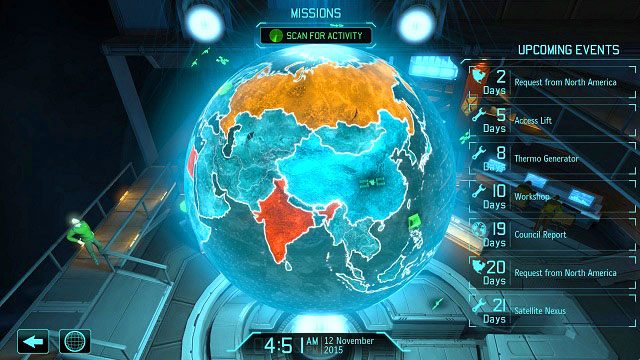 Im więcej czerwonego tym gorzej. Na szczęście panikę można zażegnać wysyłając satelity. - Globus - wprowadzenie | Baza w XCOM Enemy Unknown - XCOM: Enemy Unknown - poradnik do gry