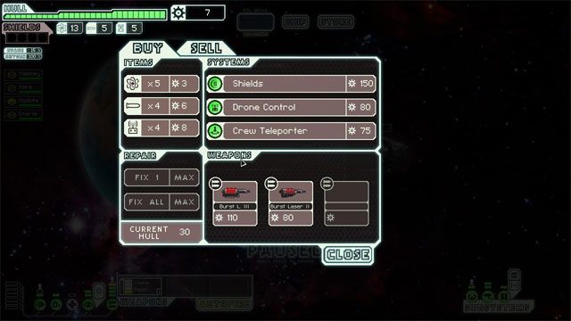 W przypadkach, kiedy danego (pod)systemu wybrany przez nas statek w ogóle nie posiada - musimy go najpierw zakupić w jednym z napotkanych po drodze sklepów - Koszt ulepszeń | Systemy | FTL Faster Than Light - FTL: Faster Than Light - poradnik do gry