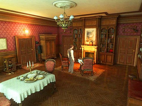 Po drodze rzuć okiem na gazetę leżącą na stoliku przed kominkiem - Zbadaj zebrane dowody | Zbrodnia w diecezji Knighstbridge - Testament Sherlocka Holmesa - poradnik do gry