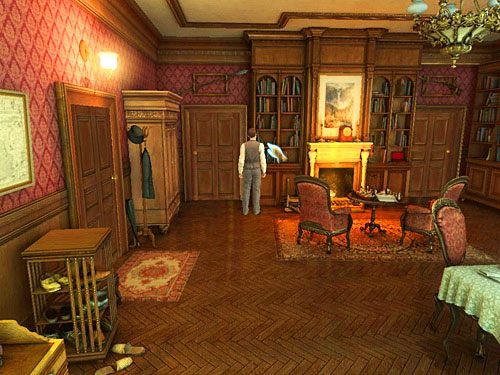 Wreszcie podejdź do biblioteczki (tej na lewo od kominka) i odszukaj stosowną książkę (Spis szpitali) - Zbadaj zebrane dowody | Zbrodnia w diecezji Knighstbridge - Testament Sherlocka Holmesa - poradnik do gry