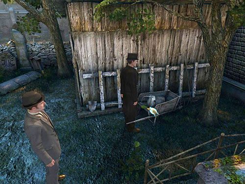 Przejdź na prawą stronę szopy i ze stojącej tam taczki weź ulotkę, a konkretnie kupon uprawniający do odbioru darmowej porcji zupy - Zweryfikuj zebrane dowody na cmentarzu | Jatka w Whitechapel - Testament Sherlocka Holmesa - poradnik do gry