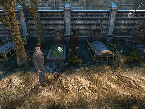 Wróć do świeżego grobu kochanków i rozkop go łopatą - Odkryj, co bandyci schowali na cmentarzu | Jatka w Whitechapel - Testament Sherlocka Holmesa - poradnik do gry