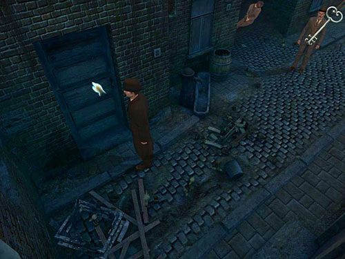 Wędruj nią do samego końca, gdzie ostatnie drzwi po prawej otwórz kluczem znalezionym w ukrytej w grobie kochanków skrzynce - Odwiedź Kurtza | Jatka w Whitechapel - Testament Sherlocka Holmesa - poradnik do gry