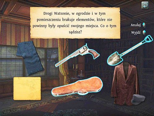 Pojawi się kolejna zagadka, dotycząca brakujących w pokoju i ogrodzie przedmiotów - Rozejrzyj się w pokoju siostrzeńca biskupa | Kradzież w Kensington Garden - Testament Sherlocka Holmesa - poradnik do gry