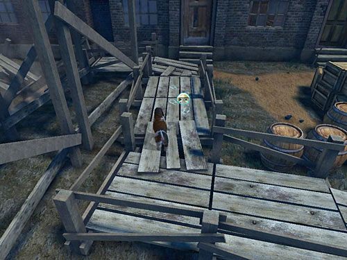 Skręć nim w prawo i zauważ ślady Henryego (ikonka psiego nosa) - Przedostań się na drugą stronę kanału | Wypadek w doku przy Stinging Street - Testament Sherlocka Holmesa - poradnik do gry