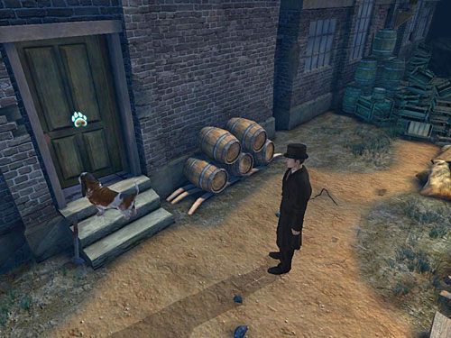 Wejdź do budynku drzwiami po lewej - Przedostań się na drugą stronę kanału | Wypadek w doku przy Stinging Street - Testament Sherlocka Holmesa - poradnik do gry