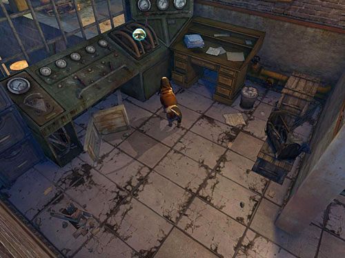 Zwróć uwagę Holmesa na dźwignię na pulpicie, niestety - zacięła się - Przedostań się na drugą stronę kanału | Wypadek w doku przy Stinging Street - Testament Sherlocka Holmesa - poradnik do gry