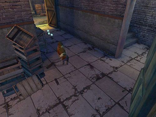 Wróć do drzwi wyjściowych i idź od nich na wprost, by wyjść z drugiej strony budynku - Przedostań się na drugą stronę kanału | Wypadek w doku przy Stinging Street - Testament Sherlocka Holmesa - poradnik do gry