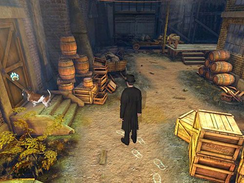 Spróbuj otworzyć owe drzwi, niestety, są zamknięte od środka - Dostań się do budynku i opuść go drugim wyjściem | Wypadek w doku przy Stinging Street - Testament Sherlocka Holmesa - poradnik do gry