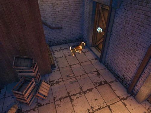 Zrzuciwszy blokujący je pręt, otwórz drzwi na wprost schodów, by wpuścić Holmesa - Dostań się do budynku i opuść go drugim wyjściem | Wypadek w doku przy Stinging Street - Testament Sherlocka Holmesa - poradnik do gry