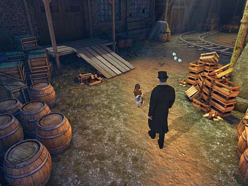 Następnie maszeruj drogą po prawej, w stronę toru kolejki - Przedostań się za bramę | Wypadek w doku przy Stinging Street - Testament Sherlocka Holmesa - poradnik do gry