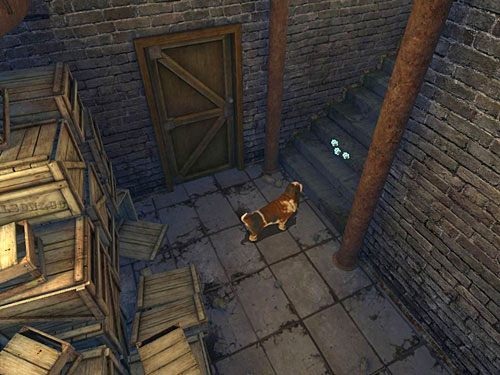 Wespnij się po nich na samą górę i biegnij przed siebie, aż Toby zobaczy kota - Przejdź na teren fabryki i znajdź Henryego | Wypadek w doku przy Stinging Street - Testament Sherlocka Holmesa - poradnik do gry