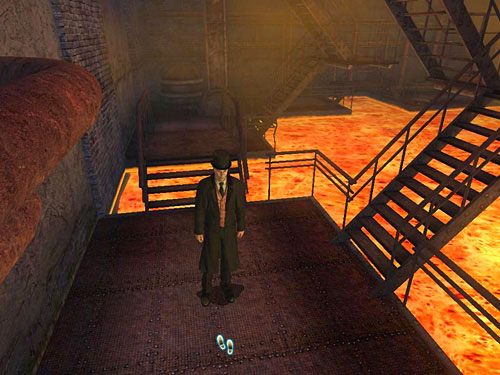 Zejdź nimi poziom niżej i skręć w lewo, a dalej idź przed siebie - Przejdź na teren fabryki i znajdź Henryego | Wypadek w doku przy Stinging Street - Testament Sherlocka Holmesa - poradnik do gry