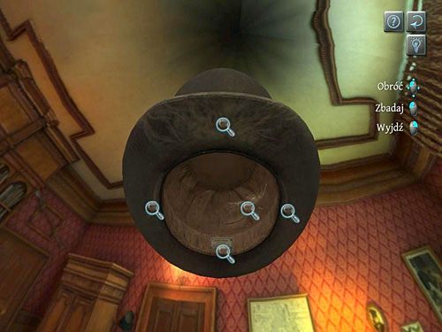 Następnie przechyl kapelusz, by można było zajrzeć do jego wnętrza - Ustal tożsamość tajemniczego gościa Farleya | Wizyta w biurze O. Farleya - Testament Sherlocka Holmesa - poradnik do gry