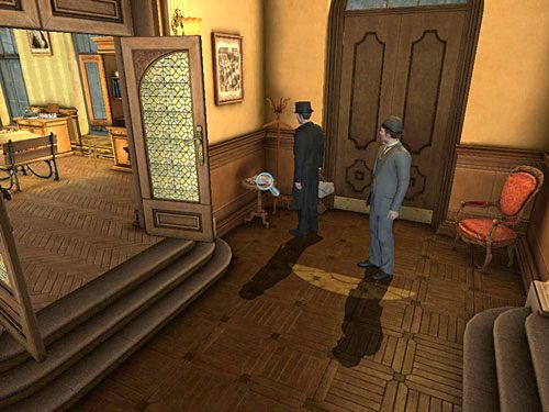 Z kolei na stoliku usytuowanym przy drzwiach wyjściowych leży bilecik (wiadomość dla lorda Becketta) - Zgromadź pozostałe pomoce | Eksplozja w posiadłości sędziego Becketta - Testament Sherlocka Holmesa - poradnik do gry