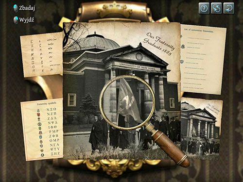 Teraz przyjrzyj się symbolom przypisanym poszczególnym herbom - z fotografii wiesz, że symbol bractwa sędziego zaczyna się na literę N, a z bileciku, że jest na nim liczba pi (3,14) - Dostań się do tajnego pokoju sędziego | Eksplozja w posiadłości sędziego Becketta - Testament Sherlocka Holmesa - poradnik do gry