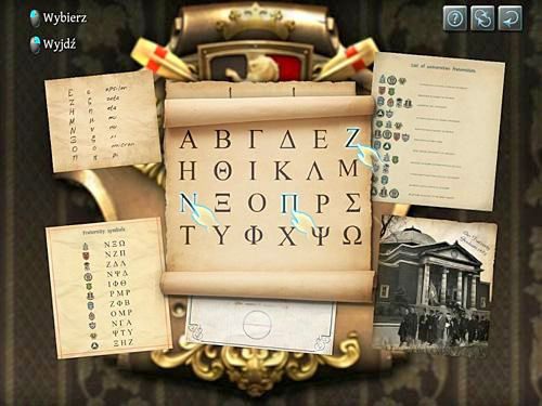 Kliknij zatem kolejno trzy pola pustej kartki, pojawią się litery greckiego alfabetu, spośród których wybierz odpowiednio: N, Z i - Dostań się do tajnego pokoju sędziego | Eksplozja w posiadłości sędziego Becketta - Testament Sherlocka Holmesa - poradnik do gry