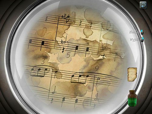 Wracaj do mikroskopu i oblej partyturę rozcieńczonym reagentem, a potem osusz bibułą - Otwórz walizkę | Kryjówka w Whitechapel - Testament Sherlocka Holmesa - poradnik do gry