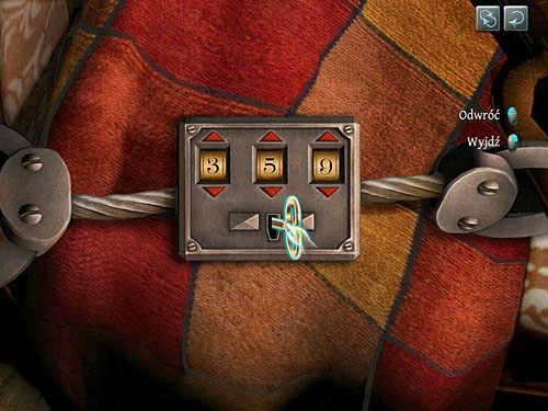 Oczywiście wetknij go w zamek kajdanek i klikając na czerwonych strzałkach, ustaw kod: 3-5-9, po czym przekręć kluczyk - Otwórz walizkę | Kryjówka w Whitechapel - Testament Sherlocka Holmesa - poradnik do gry