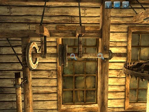 Idź dalej i obadaj znajdujący się przy ścianie naprzeciwko wejścia kamień młyński i zawiadujący nim mechanizm - Rozejrzyj się po poddaszu | Pożar w młynie - Testament Sherlocka Holmesa - poradnik do gry