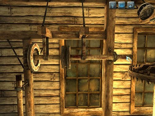 Jako Sherlock zainstaluj otrzymane od Watsona podwójne koło zębate z prawej strony osi kamienia młyńskiego - Rozwal fałszywą ścianę (2) | Pożar w młynie - Testament Sherlocka Holmesa - poradnik do gry