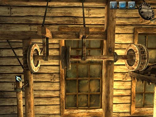 Natomiast to znalezione wcześniej przez Holmesa pod workami z mąką wetknij na drąg z lewej strony osi - Rozwal fałszywą ścianę (2) | Pożar w młynie - Testament Sherlocka Holmesa - poradnik do gry