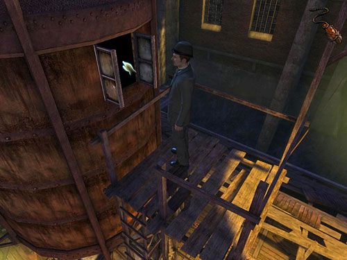 Wdrap się po drabinie przy zbiorniku - Dowiedz się, co odbywa się w magazynie | Finał w opuszczonym lunaparku - Testament Sherlocka Holmesa - poradnik do gry