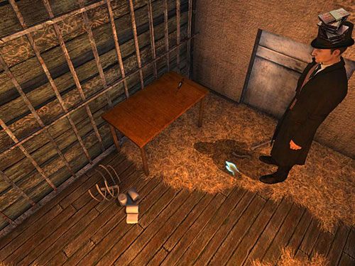 Wróć do klatki i na sianie przy stoliku połóż trochę banknotów - Pozbądź się pierwszego strażnika | Finał w opuszczonym lunaparku - Testament Sherlocka Holmesa - poradnik do gry