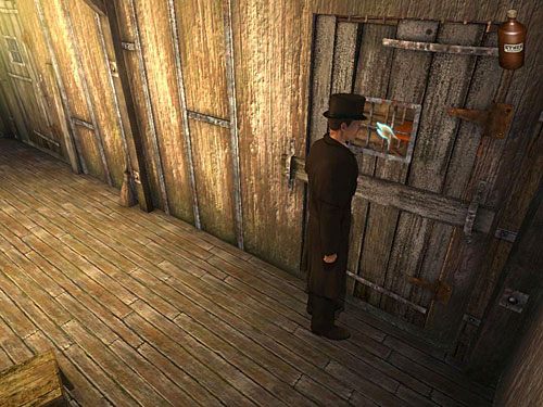 Przez okratowane okienko w drzwiach wrzuć do środka klatki butelkę eteru, która się stłucze, a strażnik zapadnie w głęboki sen - Pozbądź się pierwszego strażnika | Finał w opuszczonym lunaparku - Testament Sherlocka Holmesa - poradnik do gry