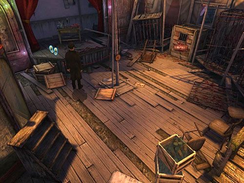 Wejdź na niewielką scenę na wprost drzwi - Unieszkodliw drugiego strażnika | Finał w opuszczonym lunaparku - Testament Sherlocka Holmesa - poradnik do gry