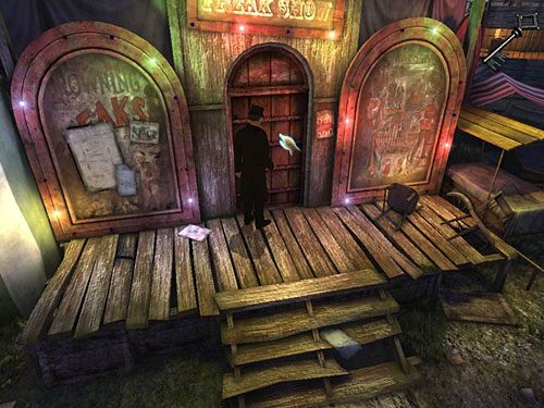 Kiedy strażnik wejdzie do środka, z miejsca, gdzie ukrył się Holmes, przejdź pod wejście do Freak Show (w lewo, stojąc twarzą do namiotu; trzeba go częściowo obejść, trzymając się cały czas prawej strony ścieżki) i zamknij drzwi znalezionym przed chwilą kluczem - Unieszkodliw drugiego strażnika | Finał w opuszczonym lunaparku - Testament Sherlocka Holmesa - poradnik do gry