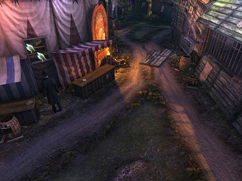 A tam najpierw popchnij wystający przez okno pręt (w dole okienka), a następie pociągnij za przyczepioną do niego linę (nieco wyżej i bardziej po lewej) - Unieszkodliw drugiego strażnika | Finał w opuszczonym lunaparku - Testament Sherlocka Holmesa - poradnik do gry