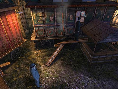 Przejdź pod lewy bok przyczepy i po leżących przy nim deskach podejdź do okna - Zlokalizuj anarchistów | Finał w opuszczonym lunaparku - Testament Sherlocka Holmesa - poradnik do gry