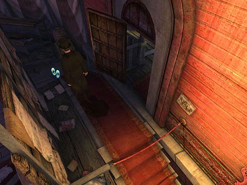 Wejdź do budynku i zejdź prawą stroną schodków, po czym skieruj się ku scenie - Wyeliminuj księcia Woodvillea | Finał w opuszczonym lunaparku - Testament Sherlocka Holmesa - poradnik do gry