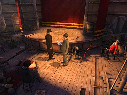 Po wszystkim maszeruj pod scenę (trasą za ławkami i po schodach) i podnieś zgubiony przez księcia pierścień z diamentem - Wyeliminuj księcia Woodvillea | Finał w opuszczonym lunaparku - Testament Sherlocka Holmesa - poradnik do gry