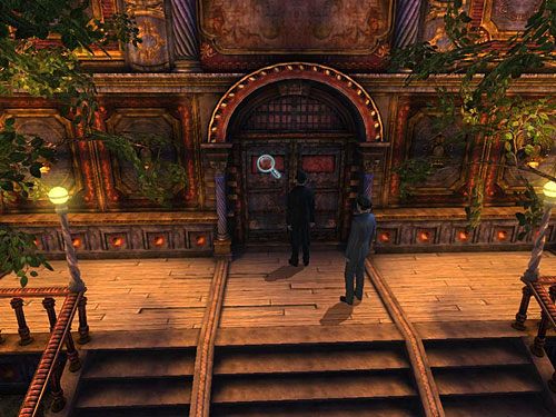 Dotarłszy pod Nawiedzony Dom, wejdź po schodach i obadaj drzwi - Holmes usłyszy hałas oznaczający, że ktoś jest w środku - Dostań się do Nawiedzonego Domu | Finał w opuszczonym lunaparku - Testament Sherlocka Holmesa - poradnik do gry