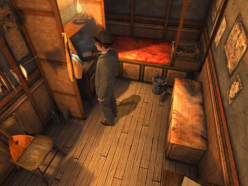 Wróć do pieca i zabierz wiszącą z lewej strony obudowy ścierkę - Dostań się do warsztatu anarchistów | Finał w opuszczonym lunaparku - Testament Sherlocka Holmesa - poradnik do gry