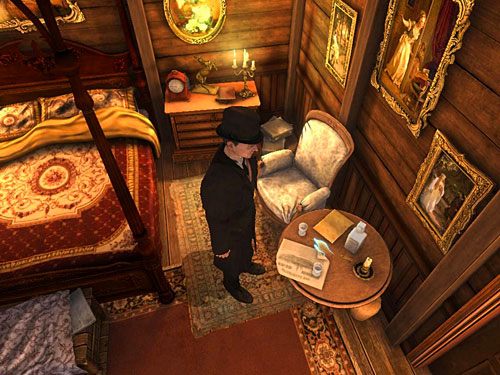 Z kolei ze stolika przy drzwiach wejściowych zabierz klucz - Otwórz gablotę z bronią | Finał w opuszczonym lunaparku - Testament Sherlocka Holmesa - poradnik do gry