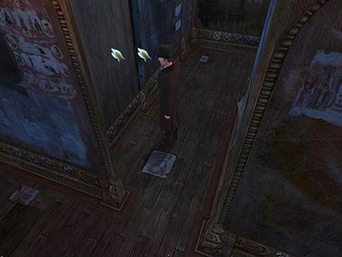 Wejdź w korytarz na wprost liny i zainteresuj się ruchomą ścianką zaraz na samym jego początku (po lewej) - Dostań się na drugą stronę galerii | Finał w opuszczonym lunaparku - Testament Sherlocka Holmesa - poradnik do gry