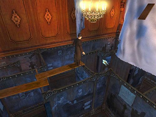 Wejdź na kolejną deskę i kliknij najbliższą ściankę, by Holmes oparł o nią czwartą deskę - Dostań się na drugą stronę galerii | Finał w opuszczonym lunaparku - Testament Sherlocka Holmesa - poradnik do gry