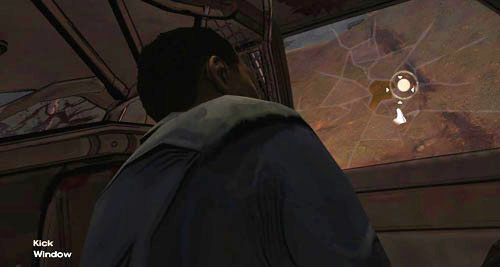 Po przebudzeniu się możesz spojrzeć w lewo, aby obejrzeć przez okno ciało policjanta (Look At: Cop) - 1 - Out of the Frying Pan | Epizod I - A New Day | Solucja The Walking Dead - The Walking Dead - poradnik do gry