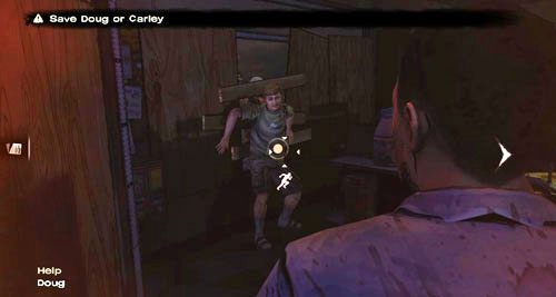 Aby to zrobić, spójrz w lewo i szybko podbiegnij do Douga (Help: Doug) - 7 - Two Enter, One Leaves | Epizod I - A New Day | Solucja The Walking Dead - The Walking Dead - poradnik do gry