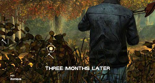 Drugi epizod rozpoczniesz od uderzenia toporem w zombie (Hit: Zombie), który żywi się królikiem w lesie - 1 - Going Hungry | Epizod II - Starved for Help | Solucja The Walking Dead - The Walking Dead - poradnik do gry