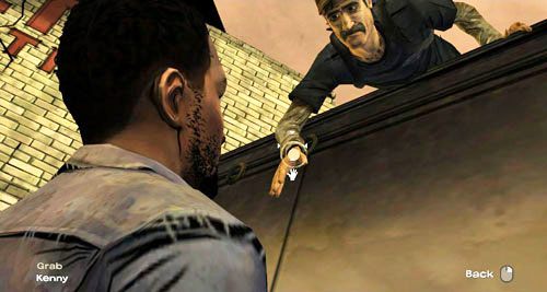 Złap rękę Kennyego (Grab: Kenny), aby się wspiąć - 1 - Goodbye, She Quietly Says | Epizod III - Long Road Ahead | The Walking Dead - The Walking Dead - poradnik do gry