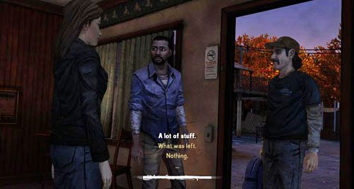 Kiedy Kenny i Lee dotrą do zajazdu, wywiąże się rozmowa - 2 - Bad Blood | Epizod III - Long Road Ahead | Solucja The Walking Dead - The Walking Dead - poradnik do gry