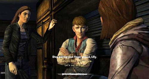 Czekają cię teraz dwa dialogi, w których twoja odpowiedź może mieć znaczenie - 3 - Hit the Road | Epizod III - Long Road Ahead | Solucja The Walking Dead - The Walking Dead - poradnik do gry