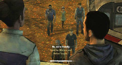 Rozdział rozpoczniesz od rozmowy z dwiema nowymi postaciami - Omidem i Christą - 6 - Unexpected Delay | Epizod III - Long Road Ahead | Solucja The Walking Dead - The Walking Dead - poradnik do gry